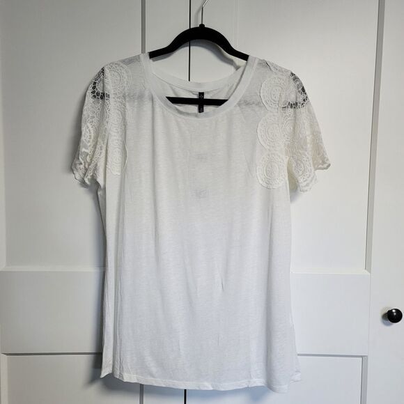 NYDJ mesh lace sleeve top white - Picture 6 of 13